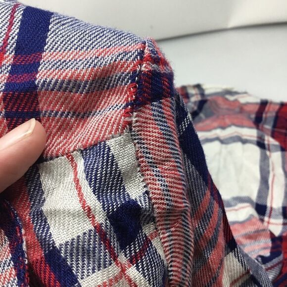 Love, Fire Plaid Button Down Shirt In Red (C15) - Picture 6 of 7